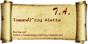 Tomanóczy Aletta névjegykártya